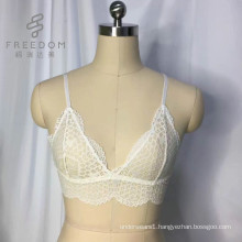 Customize and wholesale exy new design triangle V neck long line convertible full transparent lace bra, encaje sexy bralette